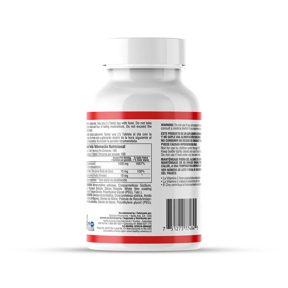 Vitamina C 1.000 mg + Zinc + Rosa Mosqueta · 100 tabletas - Image 2