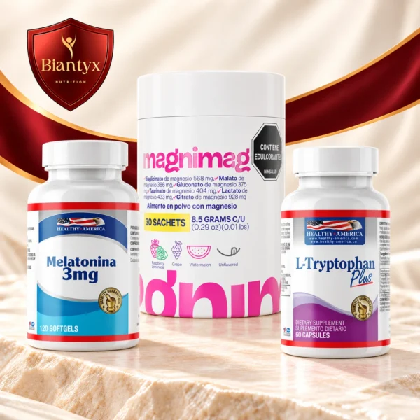 Kit Descanso Nocturno · Magnesio + Melatonina + Triptófano - productos del kit